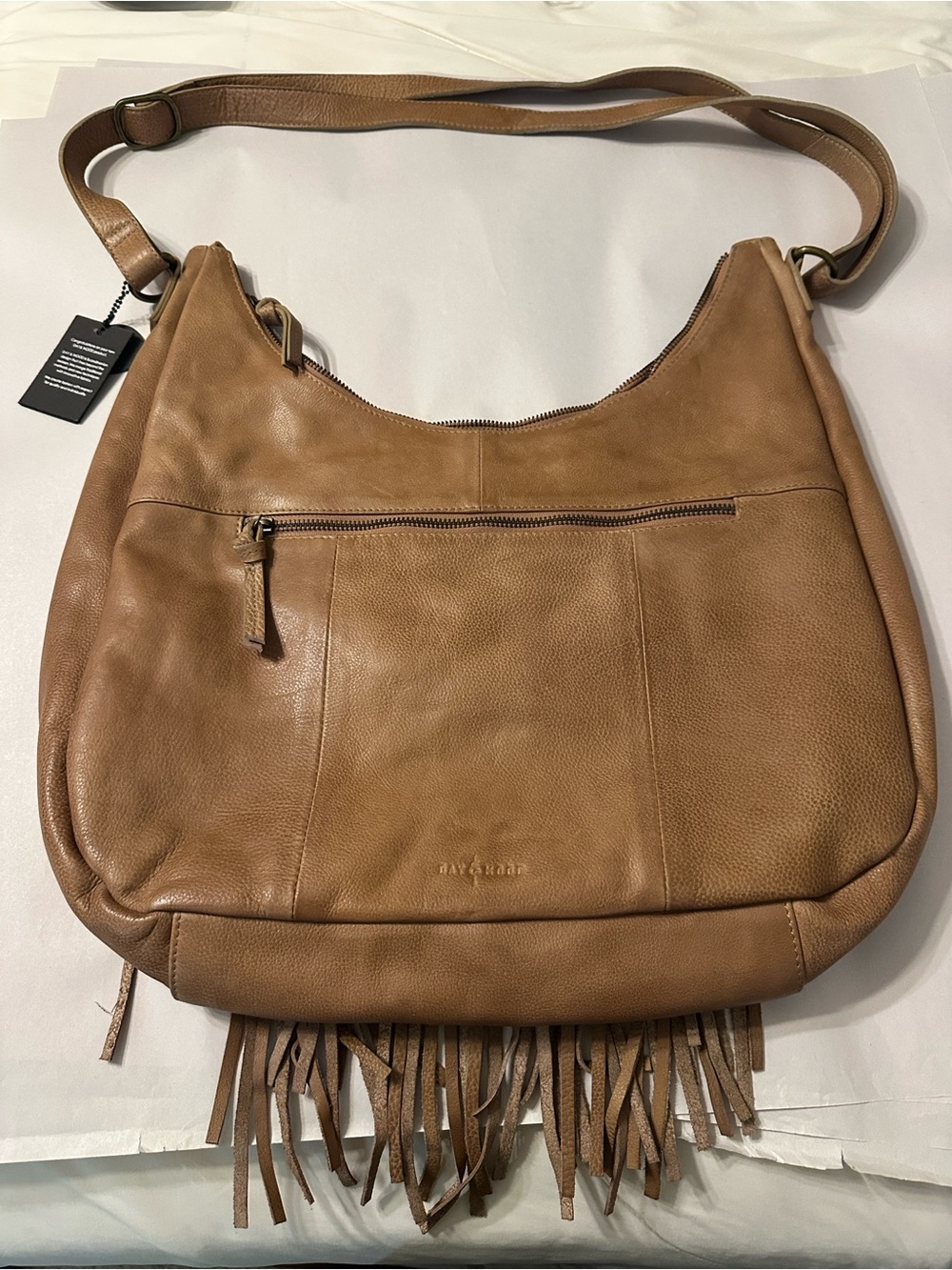 Day & Mood Dayflorence Fringe Leather Hobo Bag - Tan - New - Picture 2 of 14